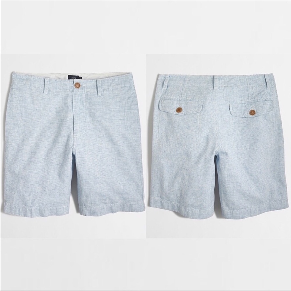 J.Crew baby blue white pinstripe linen shorts 31